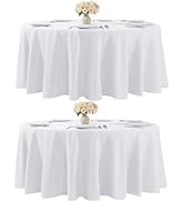 Kachanaa 2 Pack White Round Table Cloth 70 Inch Washable Polyester Tablecloths for Round Tables,S...