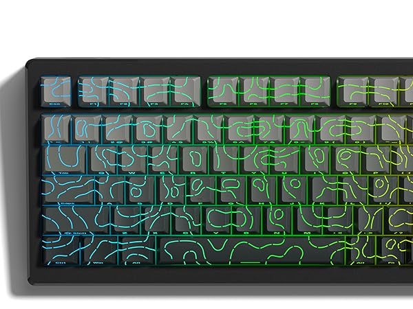 Double Shot PBT keycaps Set grey Topographic Shine Through keycaps Cherry Profile Key caps