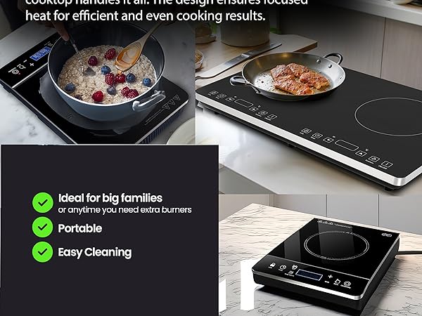 OMEO Induction Cooktop with single and double burners for versatile cooking