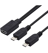 chenyang USB C Female 1 to 2 Micro USB Male Splitter Extension Charge Power Cable 20cm