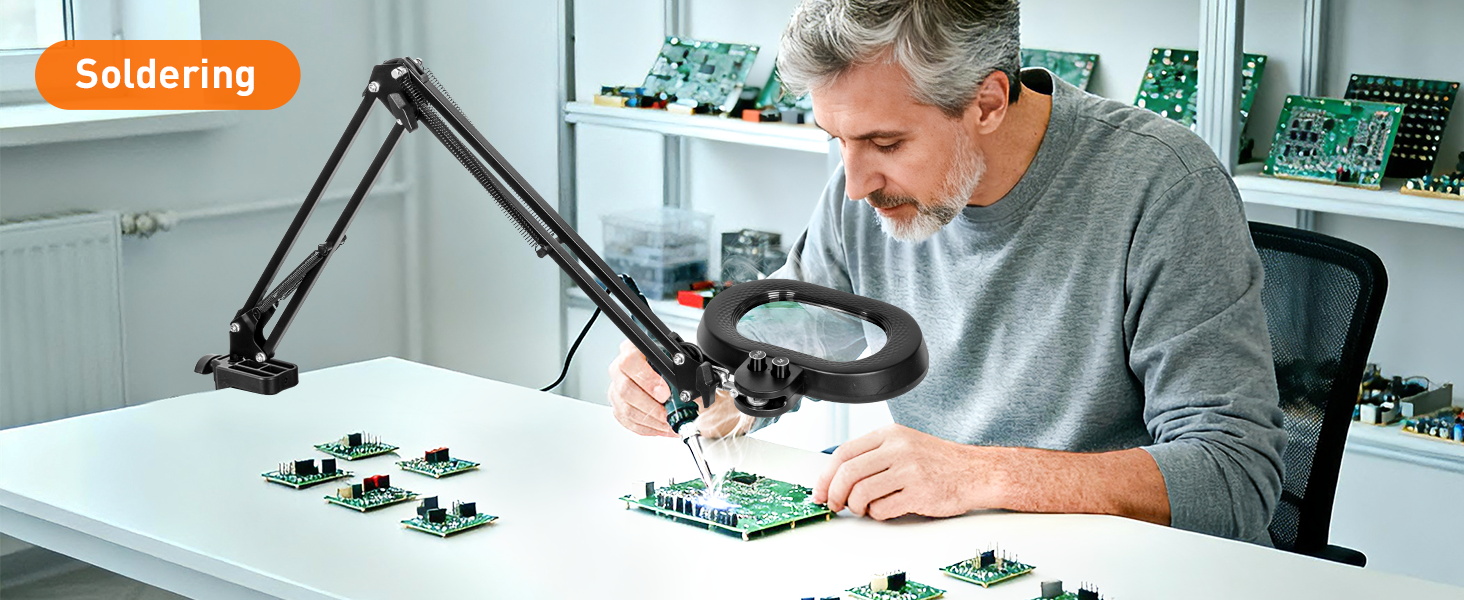 magnifying lamp light lighted magnifying glass with stand Welding repair of circuit board soldering