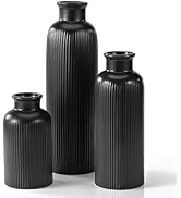 Black Ceramic Vase Set of 3, Boho Modern Black Flower Vase Room Decor, Farmhouse Decor, Vases for...