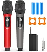 HWWR Wireless Microphones, Professional Dual Karaoke Microphones, Wireless Dynamic Microphone Sys...