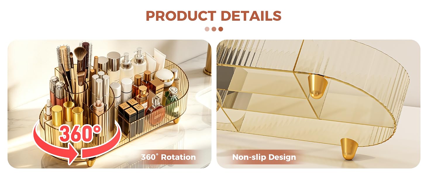 Rotating Makeup Caddy Organizer Vanity Skincare Brush Eyeshadow Lipstick Counter Desk Organization