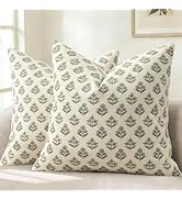 YCOLL Farmhouse Floral Print Throw Pillow Covers 18x18 Set of 2, Rustic Decorative Cushion Covers...
