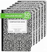 Trail maker Bulk Composition Notebooks (50 Pack), College Ruled Marble Cover, 200 Pages (100 Shee...