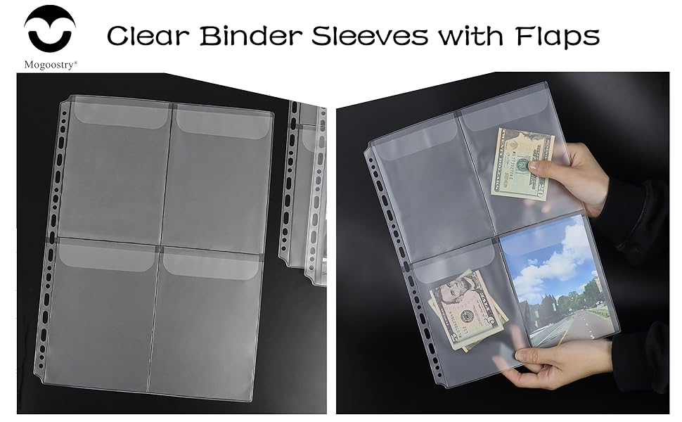 A4 Frosted Binder Pocket with Flap Binder Pouches PVC Loose Leaf Insert Pages with Lid Filing Bags