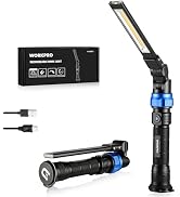 WORKPRO Magnetic LED Work Light, 3200mAh Foldable Rechargeable Flashlight | Mechanic Light with 3...