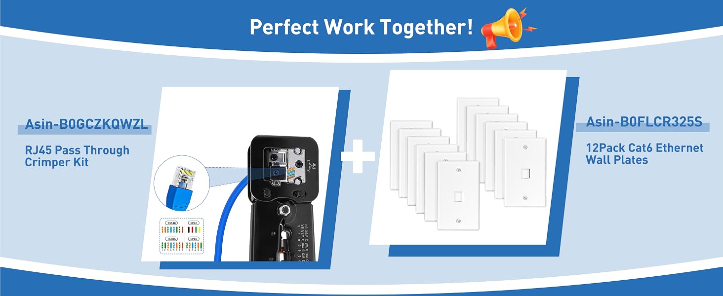 Cat6 Pass ThroughCrimper Kit perfect with Cat6 Ethernet Wall Plates