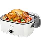 26QT Electric Roaster Oven, Electric Turkey Roaster with Viewing &amp; Self-basting Lid, Stainless St...