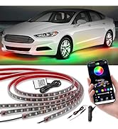 Kairiyard 4Pcs Underglow LED Lights for Cars with App Control, 16 Million Dream Colors Chasing Mu...