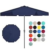 JEAREY 9 FT Patio Umbrella Outdoor, Table Umbrellas Market Umbrella w/Push Button Tilt/Crank, 8 S...