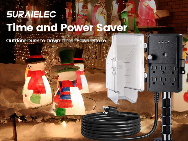 6 plug outdoor timer outdoor extension cord for christmas lights