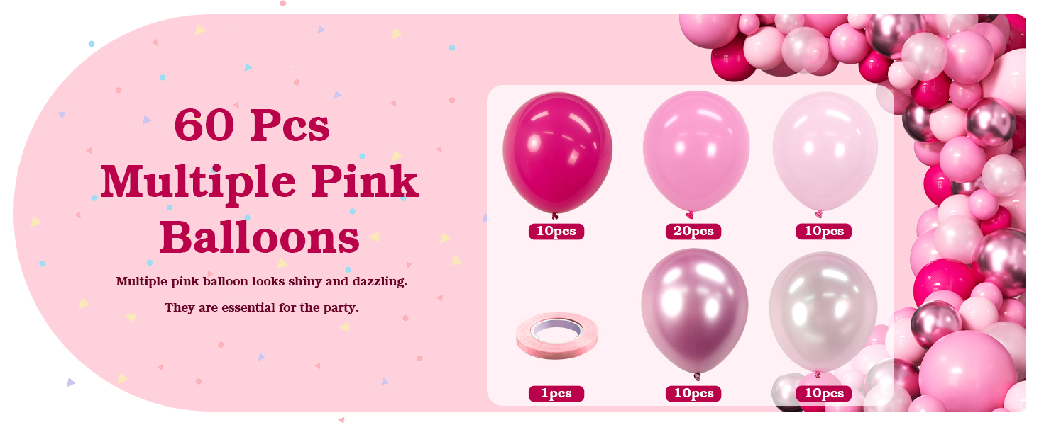 multiple pink latex balloons kit