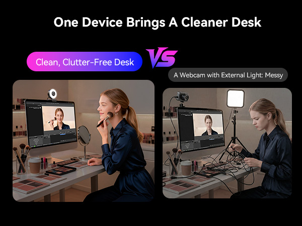 4K Webcam for streaming with ring light
