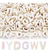 FASHEWELRY 90Pcs Large Letter Beads UV Plating Creamy White Big Alphabet Bead Paracord Beads for ...