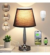 Kakanuo Touch Bedside Lamp for Bedroom with USB C Port, Small Touch Table Lamp with 2 USB Chargin...