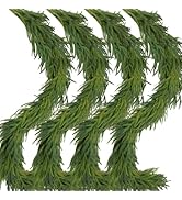 4 Pcs Artificial Norfolk Pine Garlands Christmas, 6 FT Dense Real Touch Winter Pine Garland Ornam...