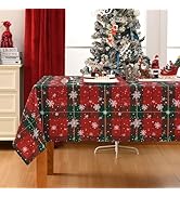 Hiasan Christmas Checkered Tablecloth - Stain Resistant, Waterproof and Wrinkle Resistant Washabl...