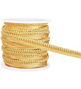 BENECREAT 10 Yard Metalic Gold Cord-edge Piping Trim 3/8 inch Inch Gold Flat Filigree Ribbon Brai...