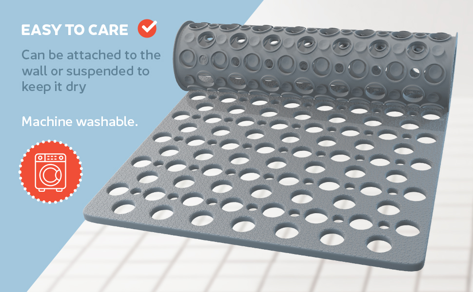 Easy to Scrub Gray Shower Mat Machine Washable Hose Off Quick Dry for RV Travel Hotel Guest Bathroom