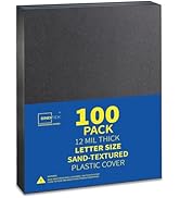 Binditek 100 Pack 12 Mil Sand-Textured Polycover - Plastic Binding Cover for Letter Size - Lightl...