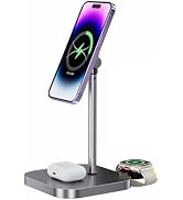 INVZI MagFree 3-in-1 Wireless Charger Stand Compatible for MagSafe [Apple MFM Certified],15W Wire...