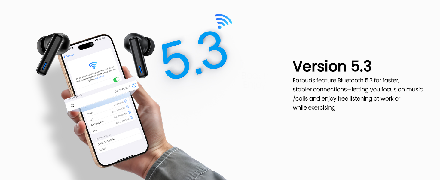 Bluetooth headphones at version 5.3 quick connect