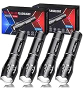RECHOO Tactical Flashlights 4 Pack, Bright Zoomable LED Flashlights with High Lumens and 5 Modes,...