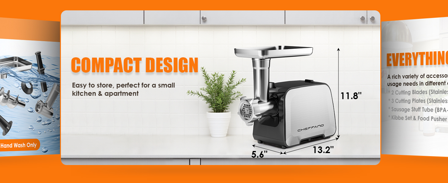 CHEFFANO electric meat grinder for home use compact design