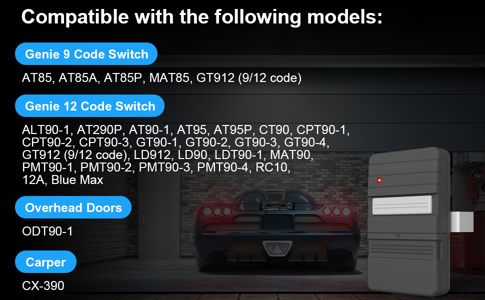 Overhead Dip Switch Garage Door Opener Remote
