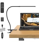 Mojimdo Desk Lamp with Remote, 3 Color &amp; 5 Brightness &amp; 77LED Dimmable Reading Lamp, 15.7'' Flexi...