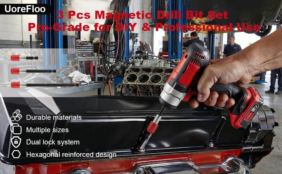 3 Pcs Magnetic Drill Bit Set | Pro-Grade for DIY &amp;amp; Professional Use
