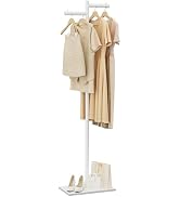 ENUMAIL Garment Rack, Freestanding Metal Coat Racks, Z-shaped Coat Tree with Natural Rock Base, S...