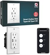 Lumary 2.4GHz WiFi Smart Outlet, Smart USB Outlet with Type C &amp; USB Charger, Standard Electrical ...