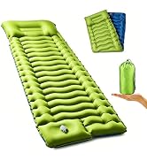 Camping Sleeping Pad,Ultralight Self Inflatable Camping Mat with Built-in Pillow,Foot Pump,Compac...