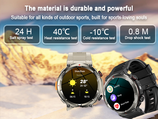 rugged smart watch:Three-Function Men's Watch: Resistant to Heat, Cold and Drop Impact