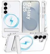 For Samsung Galaxy S25 Case with Stand [Compatible with MagSafe] Crystal Clear Magnetic Protectiv...