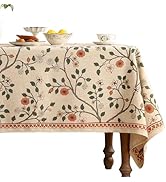 ISAENNE French Tablecloth for Rectangular Tables,Linen Table Cloth with Colorful Floral Pattern,H...