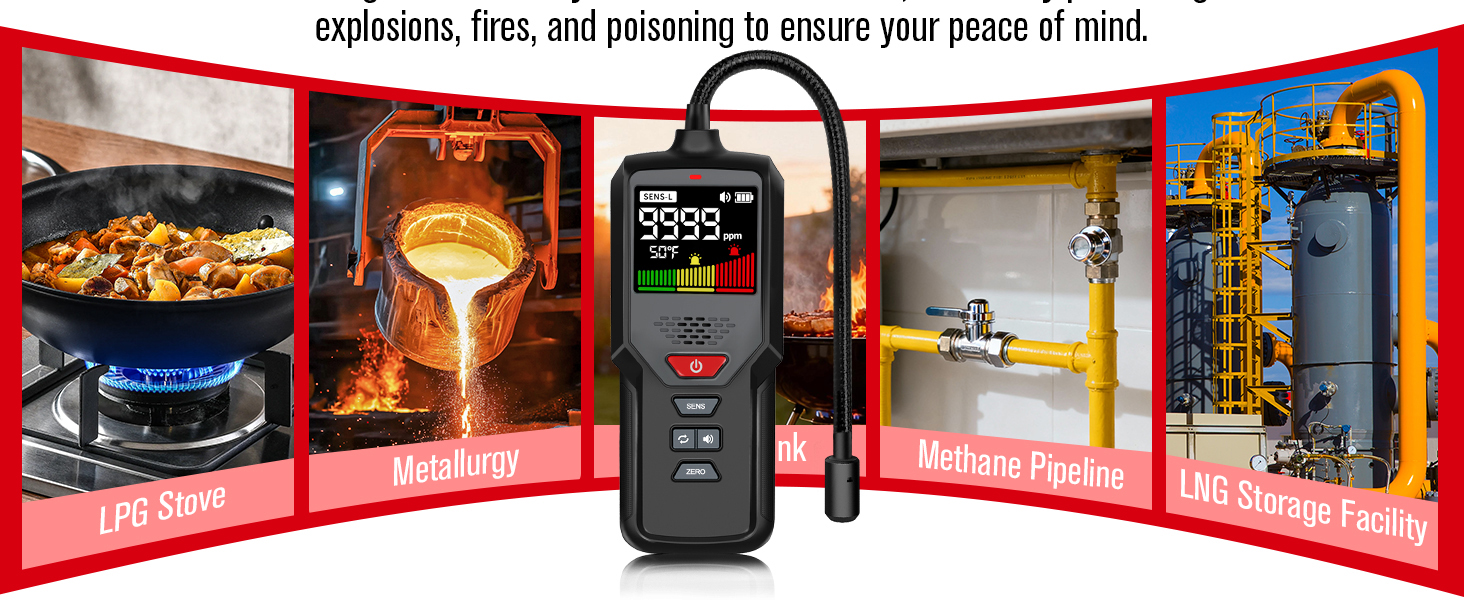 natural gas leak detector probe propane methane meter monitor reader alarm home safety