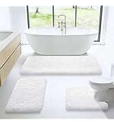 Microfiber Thick Bathroom Rugs Set 3 Piece, Flurry Non Slip Bath Rug, Ultra Soft Plush Absorbent ...