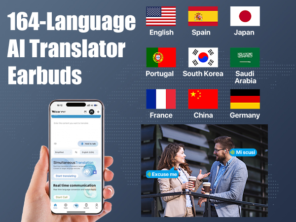 164 language translation earbuds