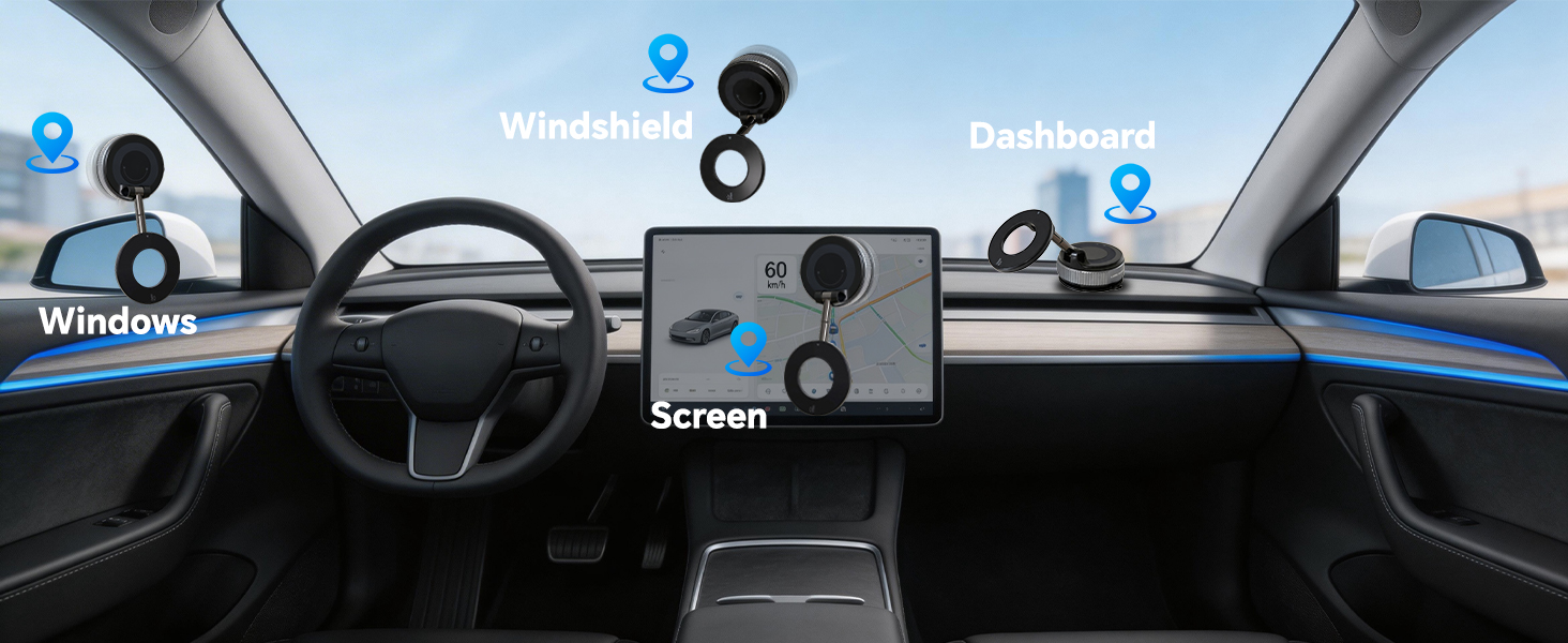 your phone holder for car stays firmly anchored to the dashboard or windshield without shaking