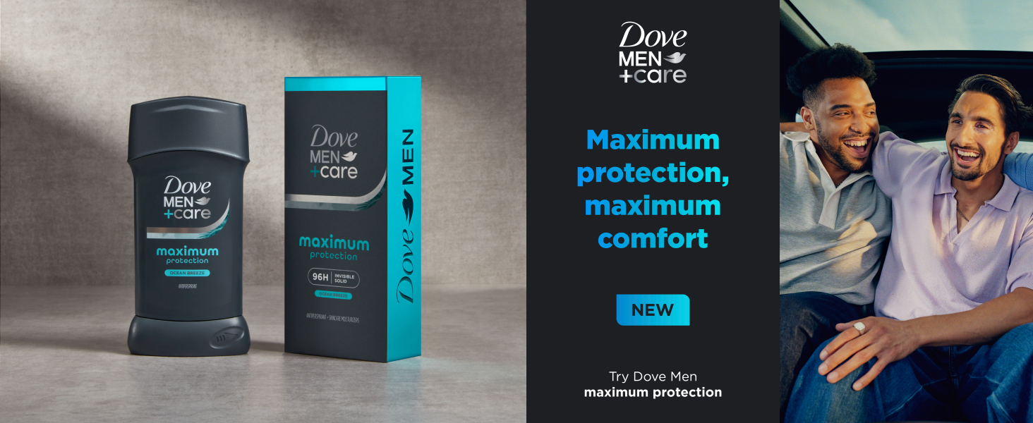 Deo stick &amp;amp; box next to a dark column with text &amp;amp; then a picture of 2 men celebrating &amp;amp; hugging.