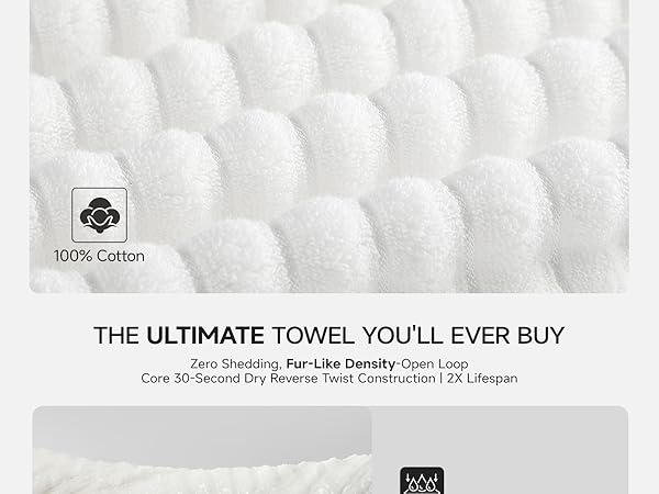 Large White Bath Towel Set of 2