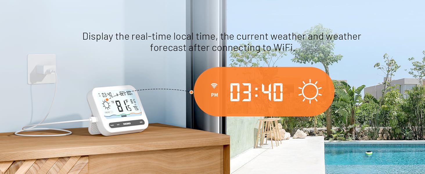 INKBIRD Solar Wireless Pool Thermometer with 7-in-1 WiFi Gateway Swimming Pool Thermometer