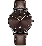 L LAVAREDO Watch for Men, Extremely Thin Mens Watches Minimalist Analog Men's Leather Wrist Watch...