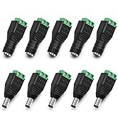 CHANZON 10Pcs Male and Female 12V DC Power Jack Connector 5.5mm x 2.1mm 24V Socket for Led Light ...