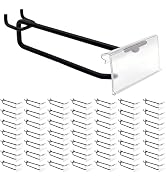 Suntree 50 Pcs 8 Inch Long Pegboard Hooks with Label Slot for 1/4" Pegboard, Extra Long Heavy Dut...