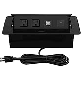 Pop Up Power Strip with USB C Ports, Recessed Power Grommet Outlet Hub Connectivity Box, Pop Up O...